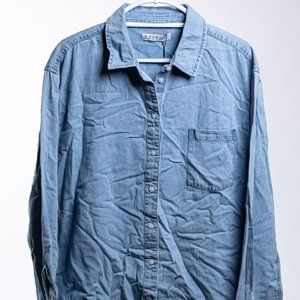 NEW Women's Blue Denim Button Down Shirt size 14